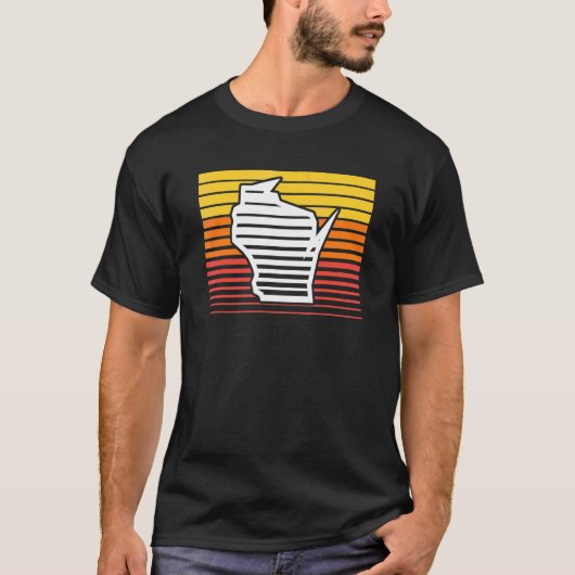 Wisconsin-Form Retro-Wave-Nostalgie-Gradient T-Shirt (Vorderseite)
