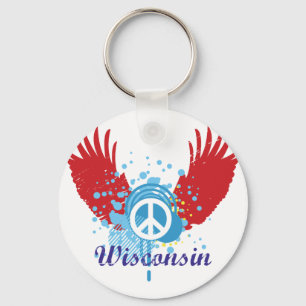 Wisconsin-Friedenszeichen Schlüsselanhänger