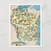 Wisconsin Funny Vintag Map Postkarte (Vorderseite)