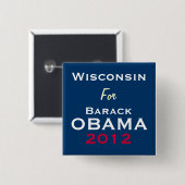 WISCONSIN für Kampagnen-Knopf OBAMA 2012 Button (Vorne & Hinten)