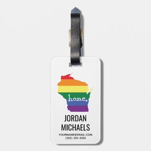 Wisconsin-Gay Pride| Karte der Zuhause Gepäckanhänger (Rückseite vertikal)