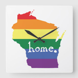 Wisconsin-Gay Pride  Karte der Zuhause Quadratische Wanduhr