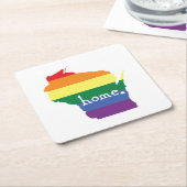 Wisconsin-Gay Pride| Karte der Zuhause Rechteckiger Pappuntersetzer (angewinkelt)