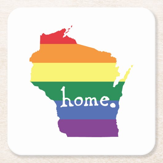 Wisconsin-Gay Pride| Karte der Zuhause Rechteckiger Pappuntersetzer (Vorderseite)