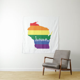 Wisconsin-Gay Pride Karte der Zuhause Wandteppich