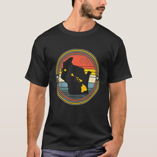 Wisconsin Hawaii Roots Origin Staat Map Retro T-Shirt (Vorderseite)