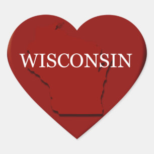 Wisconsin Heart Map Design Aufkleber