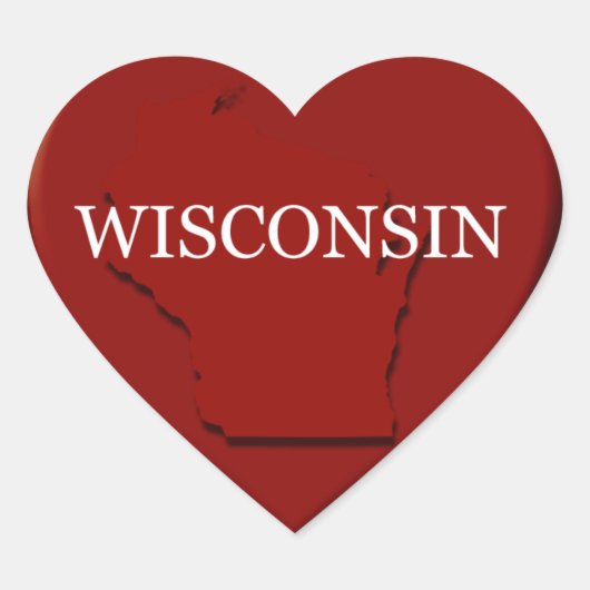 Wisconsin Heart Map Design Sticker (Vorderseite)