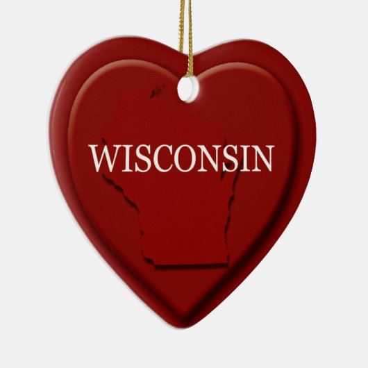 Wisconsin Herzkarte Weihnachtsdekoration Keramikornament (Rechts)