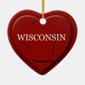 Wisconsin Herzkarte Weihnachtsdekoration Keramikornament (Vorne)