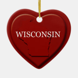 Wisconsin Herzkarte Weihnachtsdekoration Keramikornament