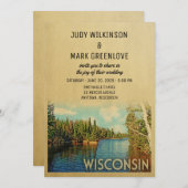 Wisconsin Hochzeit Einladung Vintage Seenlandschaf (Vorne/Hinten)