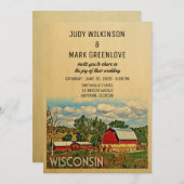 Wisconsin Hochzeitsfarm Stall Rustikal Einladung (Vorne/Hinten)