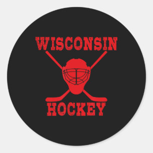 Wisconsin Hockey Merch Wisconsin Hockey schwarzes Runder Aufkleber