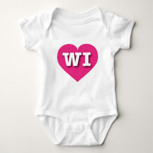Wisconsin Hot Pink Heart - I Liebe WI Baby Strampler