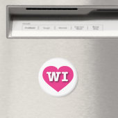 Wisconsin Hot Pink Heart - I Liebe WI Magnet (In Situ (Geschirrspüler))