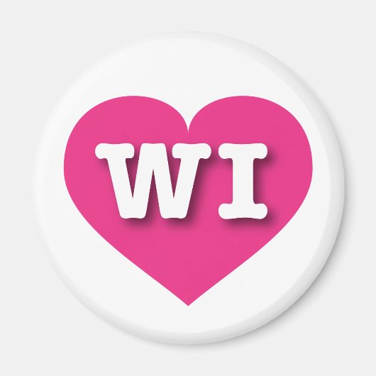 Wisconsin Hot Pink Heart - I Liebe WI Magnet (Vorne)