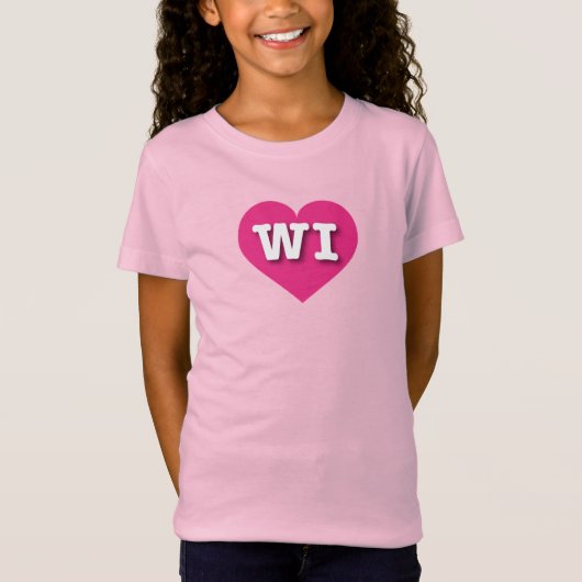 Wisconsin Hot Pink Heart - I Liebe WI T-Shirt (Vorderseite)