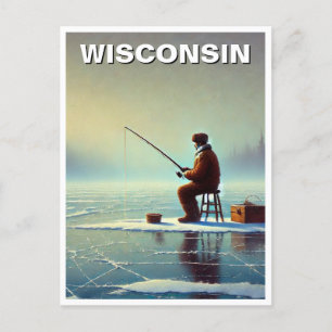 Wisconsin Ice Fishing Postkarte