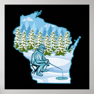 Wisconsin Ice Fishing Staat Poster