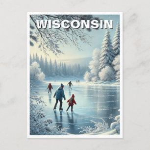 Wisconsin Ice Skaten Postkarte