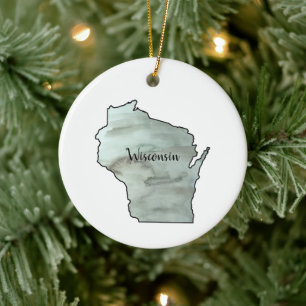 Wisconsin Illustration Painting Keramik Orname Keramik Ornament