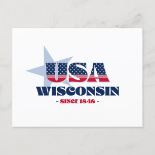 Wisconsin in der roten, weißen und blauen Postkart Postkarte