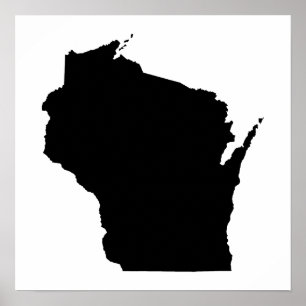 Wisconsin in Schwarz Poster