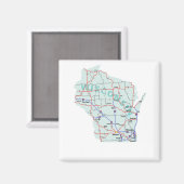 Wisconsin Interstate Map Magnet (Vorderseite/Rückseite)