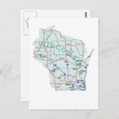 Wisconsin Interstate Map Postcard Postkarte (Vorne/Hinten)