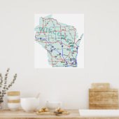 Wisconsin Interstate Map Print Poster (Küche)
