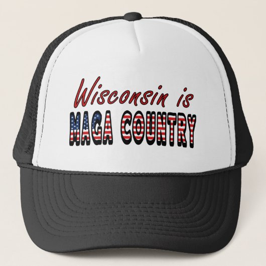 Wisconsin ist MAGA Country Pro Trump USA Flag 2024 Truckerkappe (Vorderseite)
