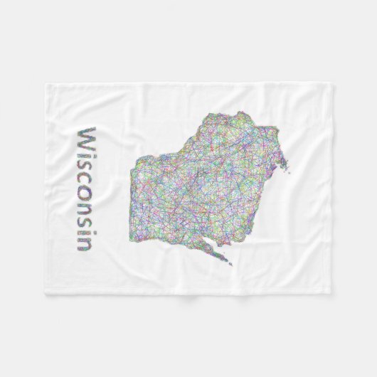 Wisconsin-Karte Fleecedecke (Vorderseite (Horizontal))