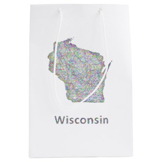 Wisconsin-Karte Mittlere Geschenktüte (Vorderseite)