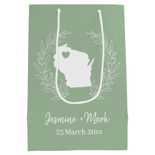 Wisconsin-Karte personalisieren Gastgeschenke Hoch Mittlere Geschenktüte (Rückseite)