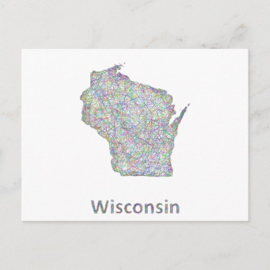 Wisconsin-Karte Postkarte (Vorderseite)