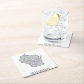 Wisconsin-Karte Rechteckiger Pappuntersetzer (Vor Ort)