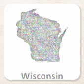 Wisconsin-Karte Rechteckiger Pappuntersetzer (Vorderseite)