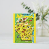 Wisconsin Karte Vintage Postkarte (Stehend Vorderseite)