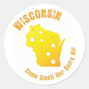 Wisconsin kommt riechen unsere Milchluft Runder Aufkleber