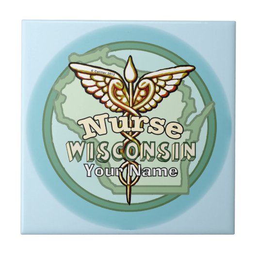 Wisconsin Krankenpfleger Caduceus Fliese (Vorderseite)