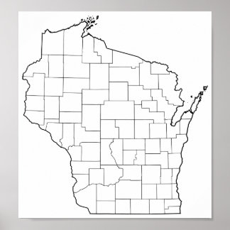Wisconsin Landkreises Leere Kontur Karte Poster