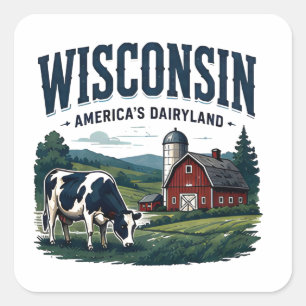 Wisconsin Landschaften Erbe Quadratischer Aufkleber