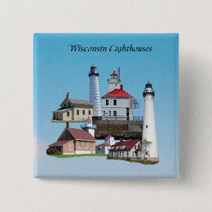 Wisconsin Leuchtturm-Knopf Button