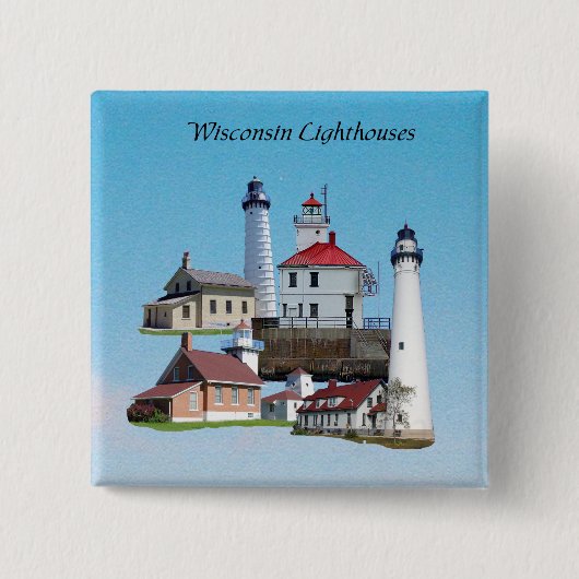 Wisconsin Leuchtturm-Knopf Button (Vorderseite)