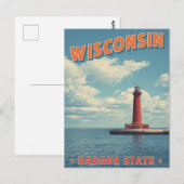 Wisconsin Leuchtturm Vintage Postkarte (Vorne/Hinten)
