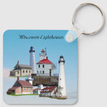 Wisconsin-Leuchttürme Metall-Schlüsselanhänger