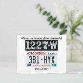 Wisconsin License Plate Centennial Postkarte (Stehend Vorderseite)