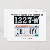 Wisconsin License Plate Centennial Postkarte (Vorne/Hinten)
