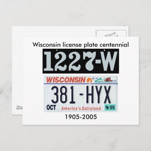Wisconsin License Plate Centennial Postkarte (Vorne/Hinten)